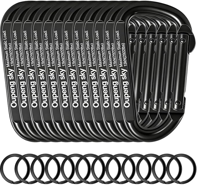 Carabiner Clip - Heavy Duty Carabiners 800lbs-13KN Carabeaner D Ring Shape by Oupengsky