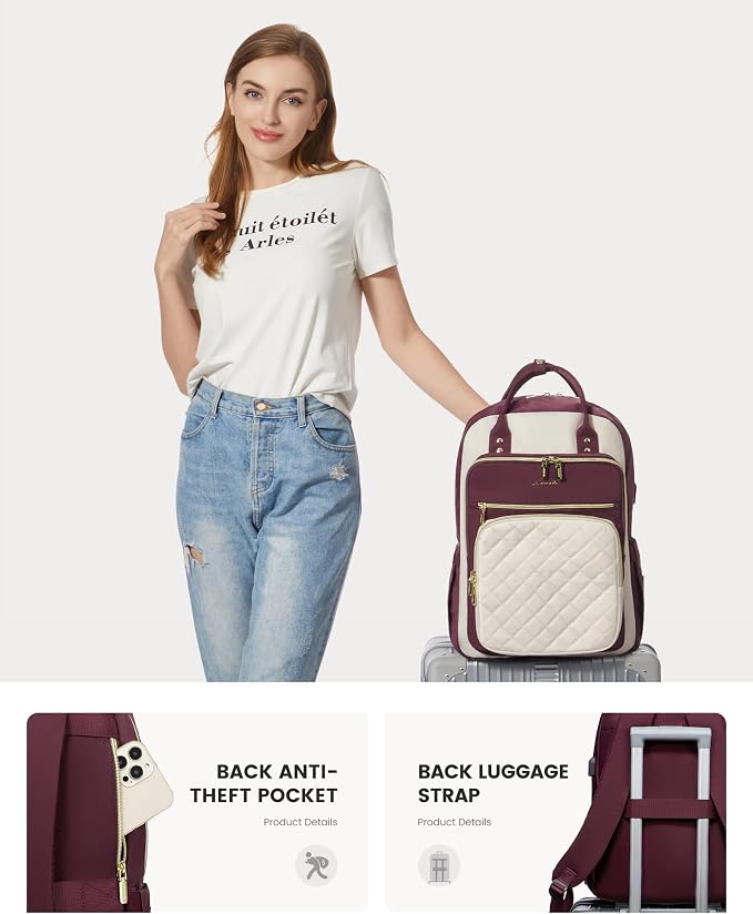 LOVEVOOK Laptop Backpack for Women, Fashion Travel Work Commuter Backpack Purse - Image 6