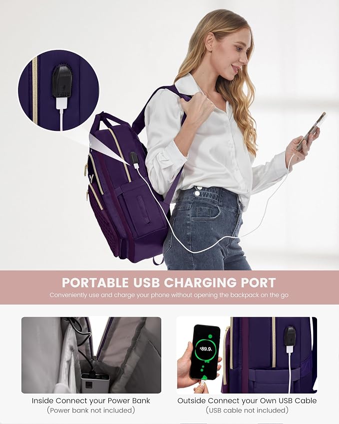 LOVEVOOK Laptop Backpack Purse for Women, 15.6" Laptop Bag for Travel - Image 4