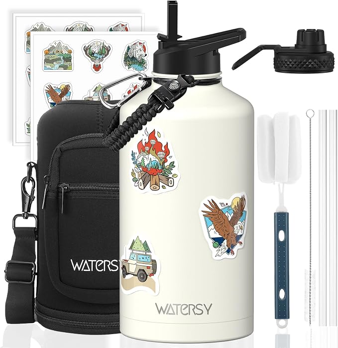 87oz Insulated Water Bottle, BPA Free&Leak Proof, 1.5 Gallon Stainless Steel by Watersy