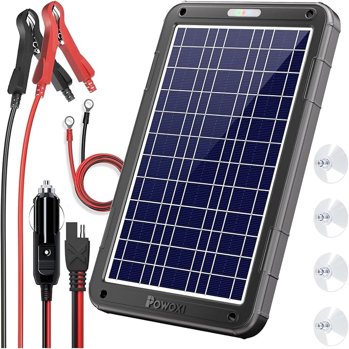 POWOXI 12V Solar Car Battery Charger: 12W Solar Panel Kit Battery Trickle by POWOXI