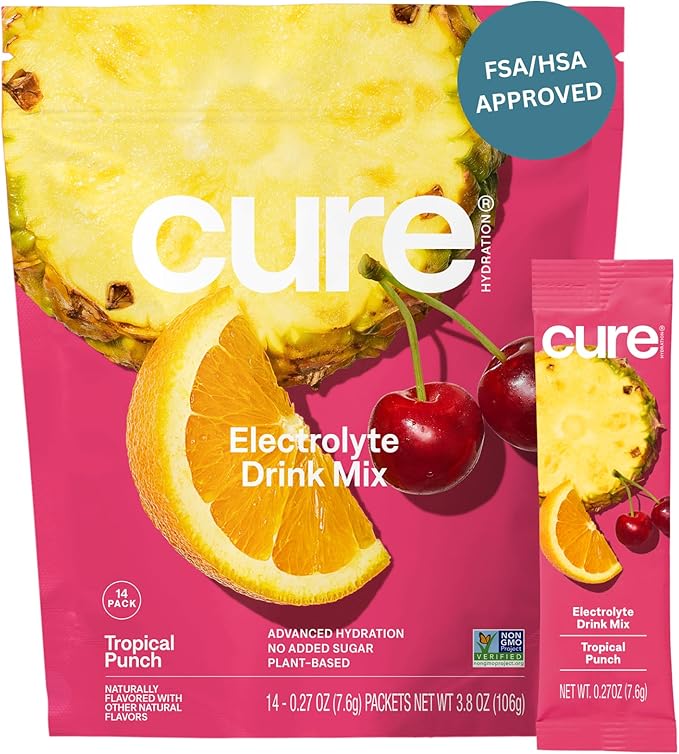 Cure Hydration | Plant-Based Electrolyte Drink Mix | No Added Sugar | FSA-HSA | by CureHydration