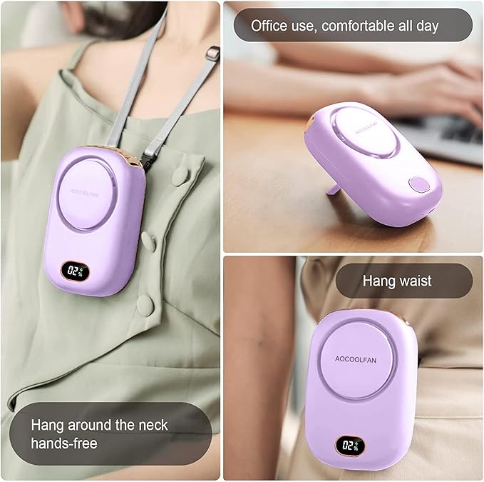 Portable Neck Fan, Mini Small Personal Handheld Fan USB Rechargeable 3 Speed - Image 4