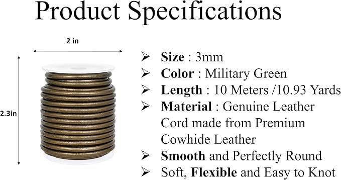 GENIQUE Real/Genuine Round Leather String Cord - Image 2
