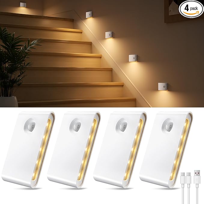EZVALO Motion Sensor Stair Lights Indoor, Rechargeable Night Lights by EZVALO