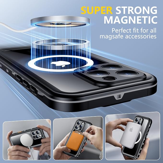 Red2Fire for iPhone 16 Pro Max Case Waterproof, Phone Case 6.9" Black/Clear - Image 5