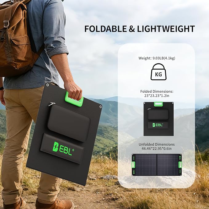 EBL 100 Watt Solar Panel, Foldable Solar Charger - Image 6