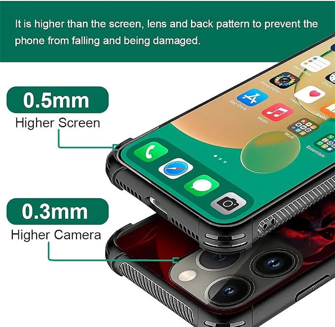 for iPhone 13 Pro Case, Gestures Funny Skull Pattern Graphic Design Girl Boy - Image 2