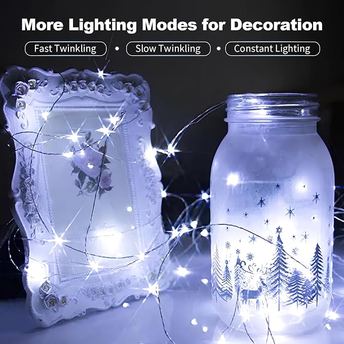 30 Pack LED Fairy Lights Battery Operated, 3 Features Blinking Slowly Blinking - Image 2
