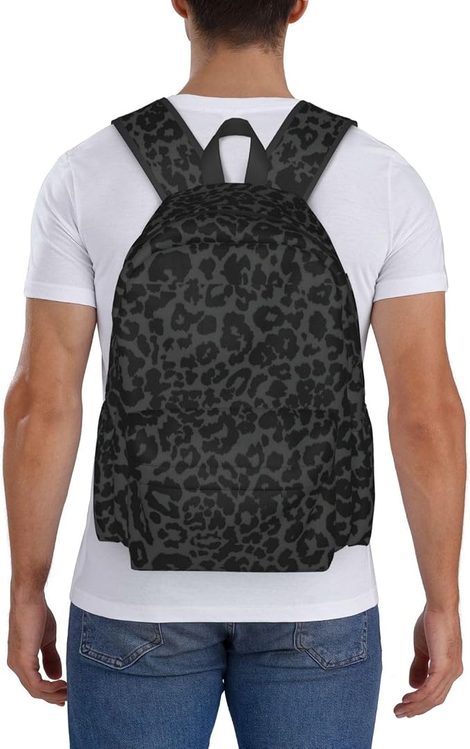 cfpolar 17 Inch Backpack Dark Gray Cheetah Leopard Print Laptop Bag Shoulder - Image 7