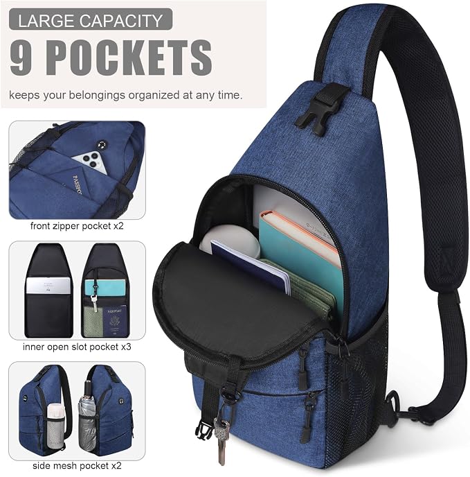 Pritent Crossbody Bags for Women Men Trendy Sling Bag Backpack Casual Chest Bag - Image 3