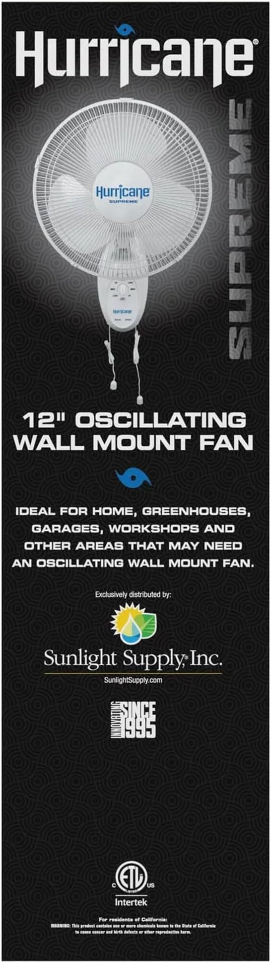 Hurricane Supreme 12” Portable Oscillating Wall Mount Fan, Space Saving - Image 8