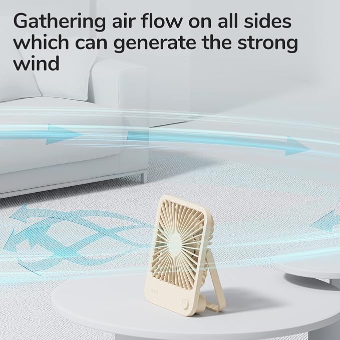 JISULIFE Desk Fan Battery Rechargeable, 4500mAh 180°Foldable Portable Personal - Image 3