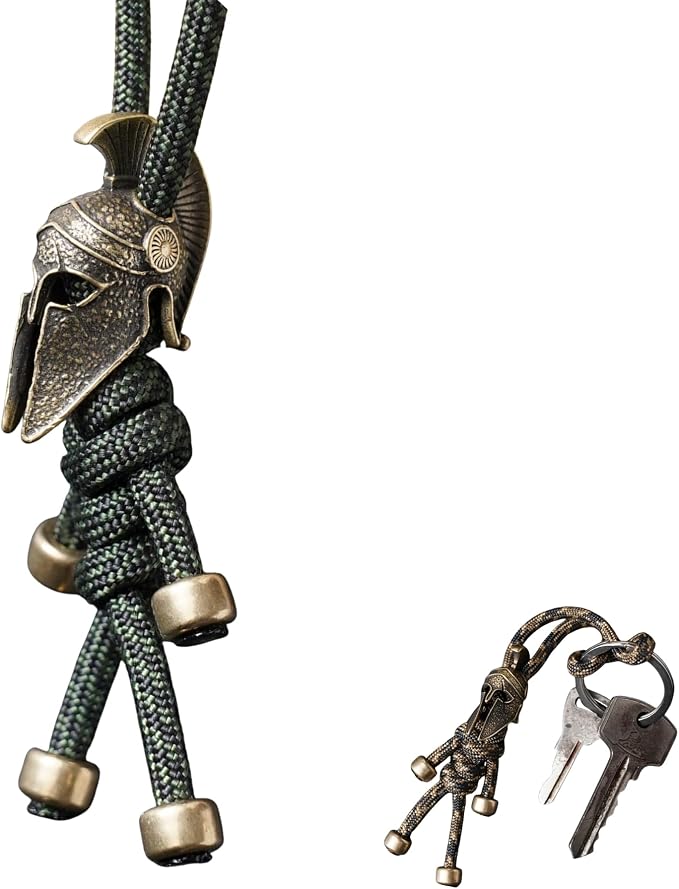 Paracord Keychain with Retro Brass Helmet Bead by KANGDAWEI