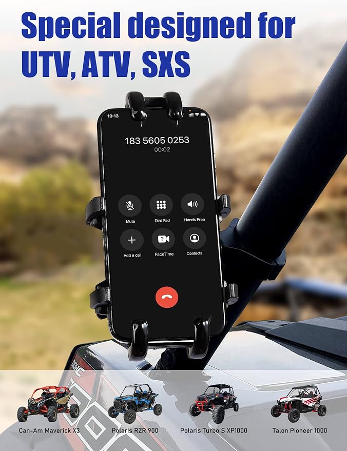 ZIDIYORUO UTV Phone Holder, Aluminum Alloy Heavy Duty Cell Phone Mount - Image 2
