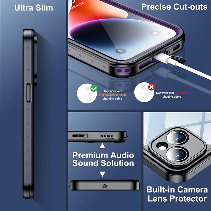 SPIDERCASE for iPhone 14 Case Waterproof, Built-in Lens & Screen Protector - Image 4