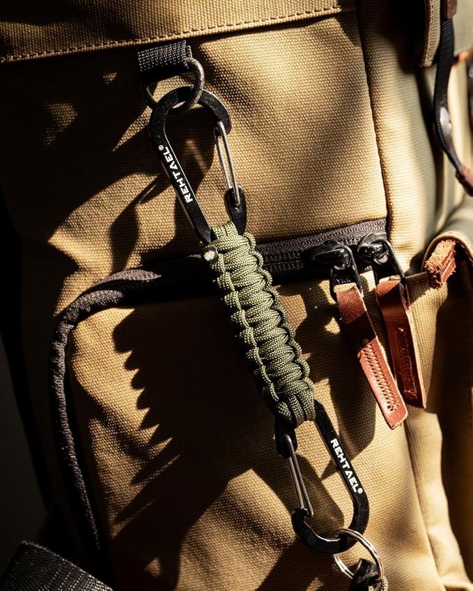 Paracord Braided Carabiner Keychain Lanyard Strap, Hanger Stroller Hook w/2 - Image 3