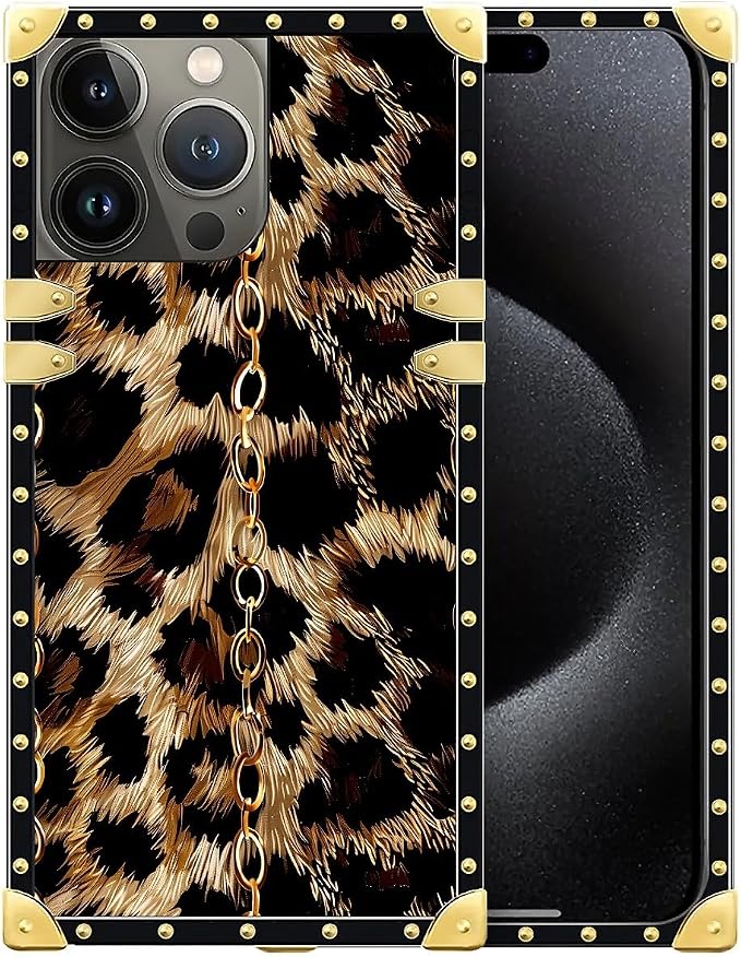 Compatible with iPhone 16 Pro Case, Seamless Gold Chain Leopard Luxury Golden by Unknown