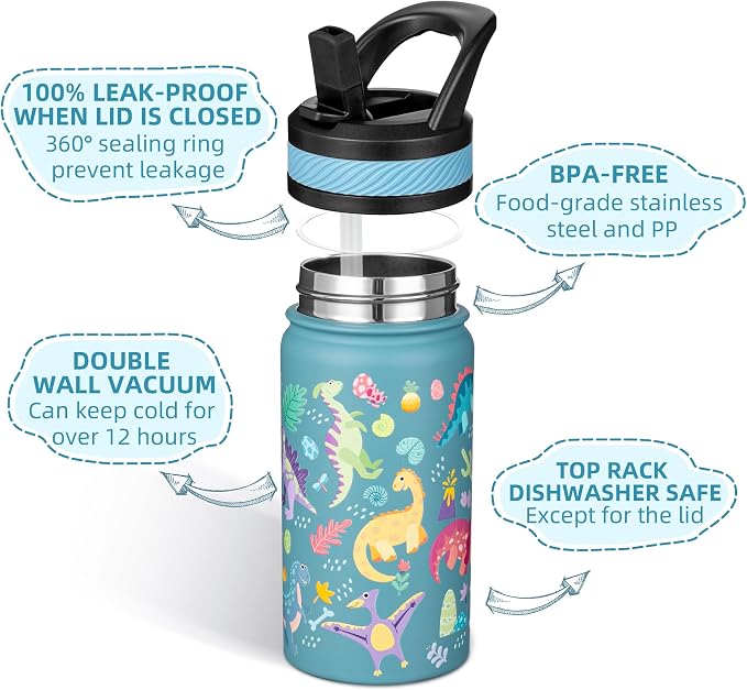 Fanhaw 14 Oz Kids Insulated Water Bottle - Image 2