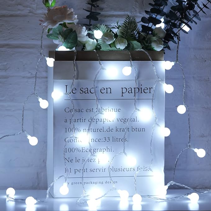 Minetom 33 Feet 100 Led Globe Ball String Lights, Fairy String Lights Plug in - Image 7