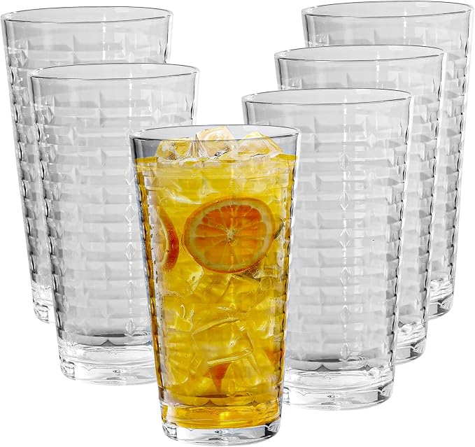 Acrylic Clear Highball Plastic Cups | Plastic Reusable Tumblers 22oz | by AKMQYM