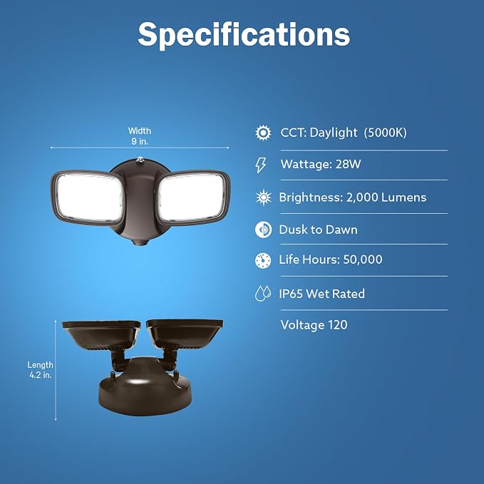 Feit Electric Outdoor LED Security Light, Dusk to Dawn, 28 Watts, Weather - Image 3