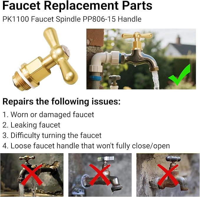 Brass Globe Valve Faucet Stem and Bonnet Replacement Kit - Image 5
