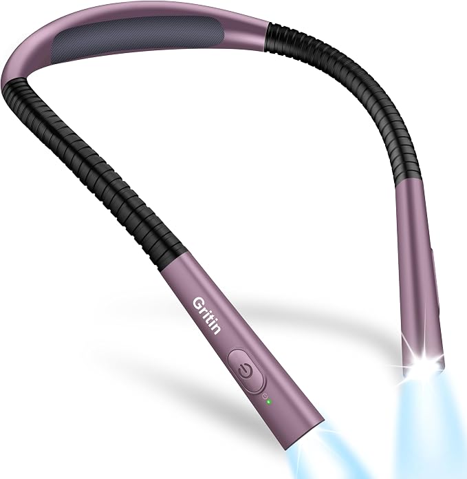 Gritin Book Light, Eye Caring 4-Color & 5-Brightness Neck Light Reading Light- by Gritin