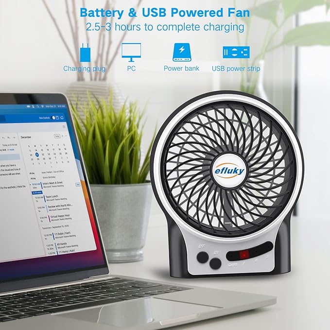 efluky 4.9-Inch Mini Desk Fan - Image 2