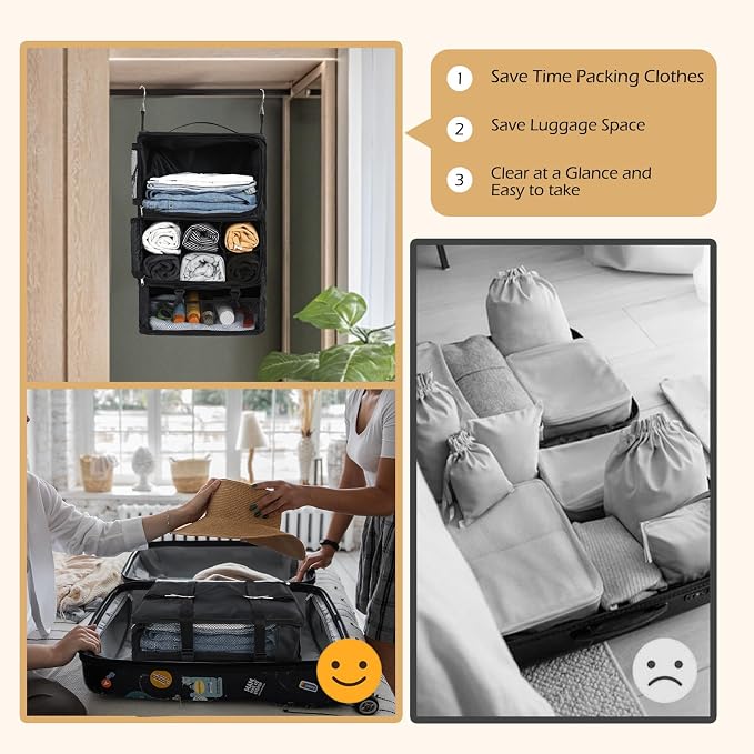 Surblue Hanging Shelves Travel Storage Bag Compression Packing Cube - Image 4