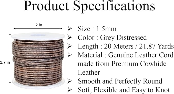 GENIQUE Real/Genuine Round Leather String Cord - Image 3