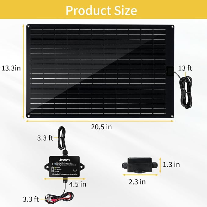 32W Solar Battery Charger, Zuomeng MPPT Solar Battery Maintainer & Solar - Image 6