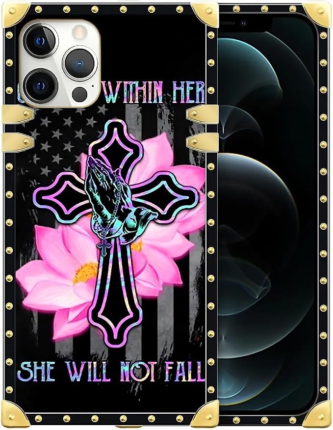 Compatible with iPhone 12 12 Pro Case, Praying Cross Hands Luxury Golden by Unknown