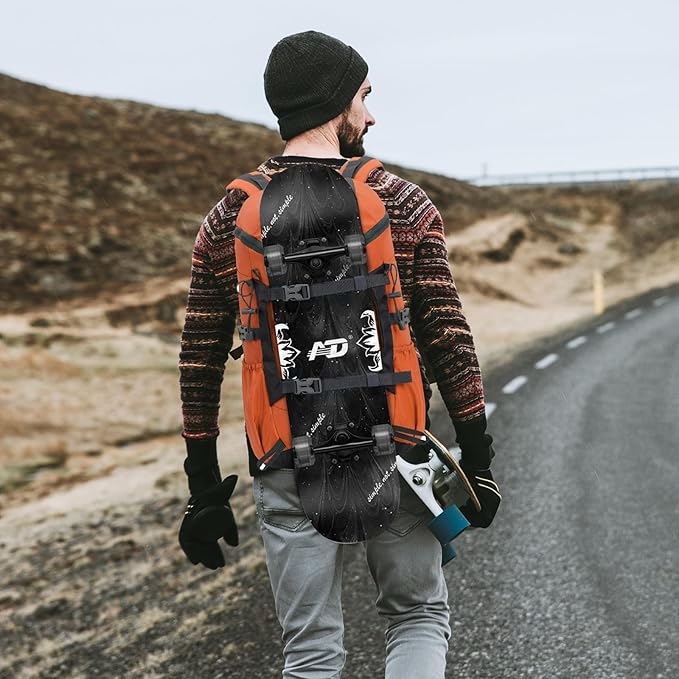 30L Skateboard Backpack for Men Women, Waterproof Hiking Backpack - Image 6