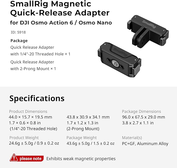 SmallRig Action 6 / Nano Magnetic Quick-Release Adapter Mount - Image 7