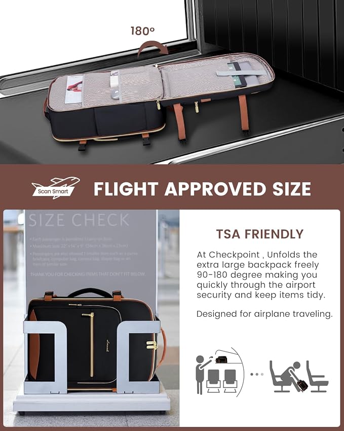 LOVEVOOK 40L Travel Backpack for Women & Men, Airline Approved Carry On Luggage - Image 2