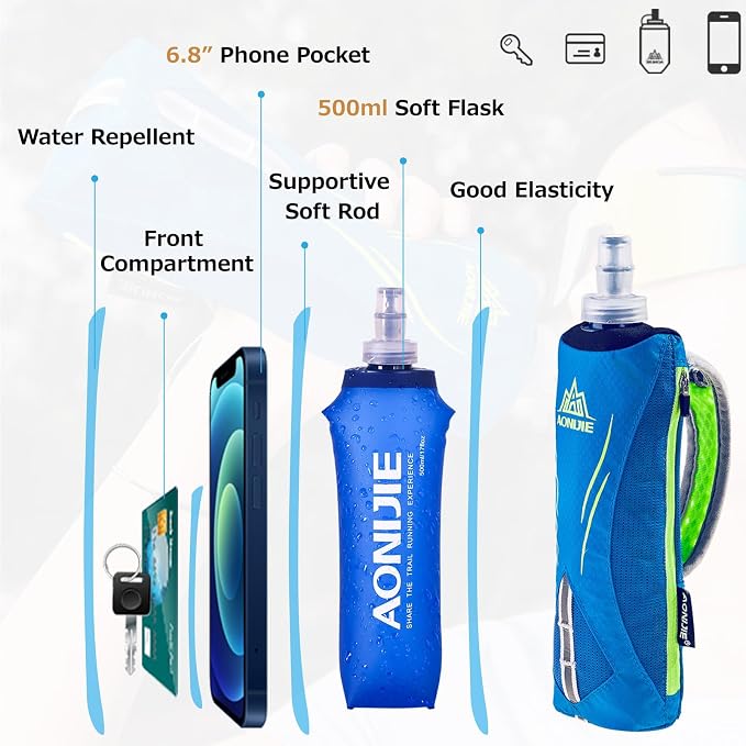 Azarxis TPU Soft Flask Collapsible Water Bottles BPA-Free 250ml 350ml 500ml - Image 3