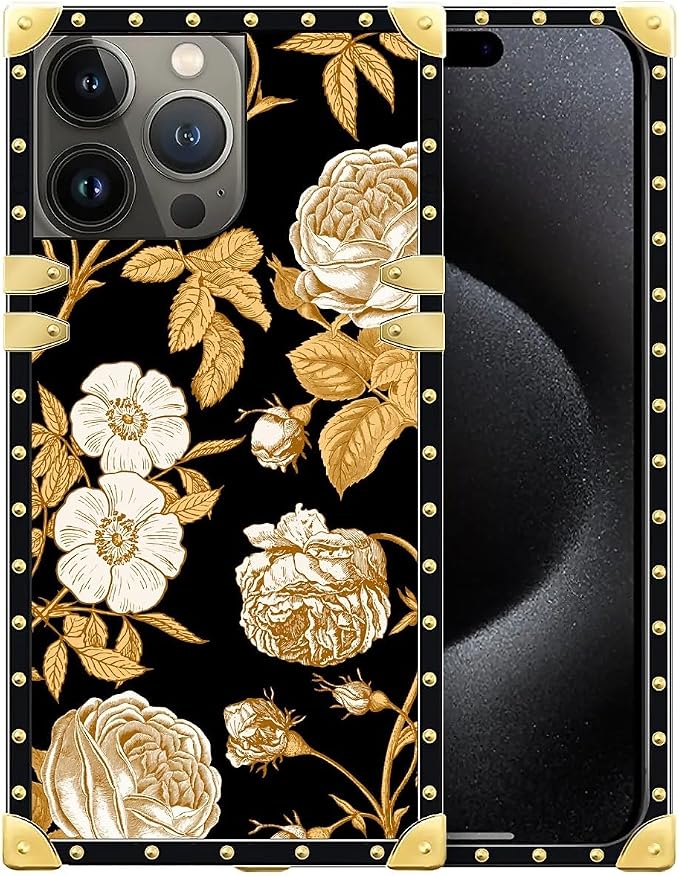 Compatible with iPhone 16 Pro Max Case, Blooming Rose Golden Flower Luxury by Unknown