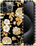Compatible with iPhone 16 Pro Max Case, Blooming Rose Golden Flower Luxury by Unknown