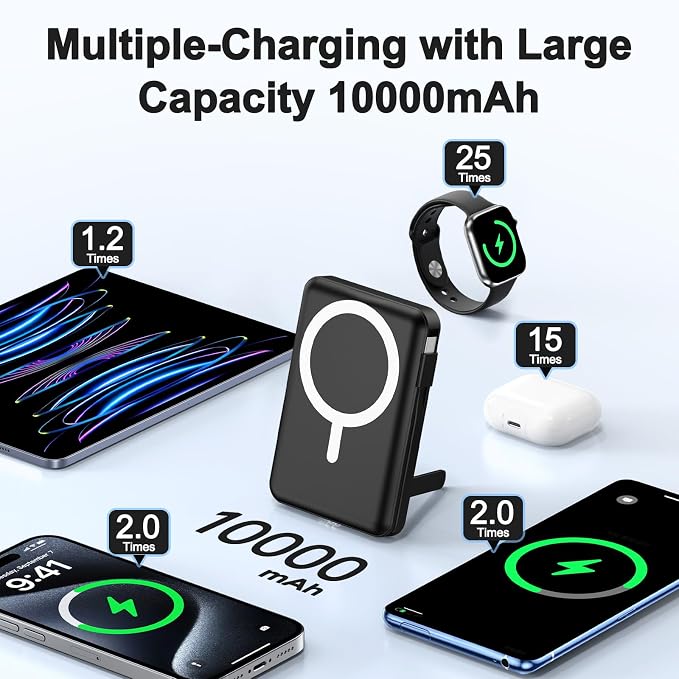 Magnetic Portable Charger, 10000mAh Wireless Power Bank - Image 2