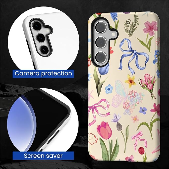 for Samsung Galaxy S24 FE Case, HL2 Aesthetic Flower Preppy Collage Hybrid 2 - Image 4