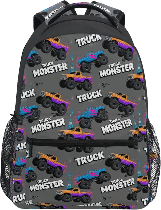 Wamika Monster Truck Boys Backpack Racing Cars School Backpacks Kid Girl by Wamika