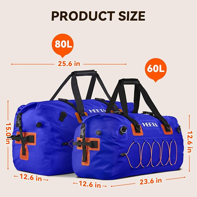 HEETA Waterproof Duffel Bag Motorcycle Dry Bag Backpack, 60L/80L Extra Large - Image 5