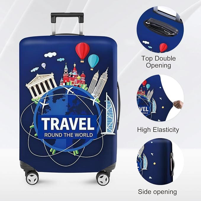ANNA QUEEN Travel Globe Airplane Luggage Cover -Stretchable Airplane Suitcase - Image 2