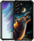 for Samsung Galaxy S21 FE Case, Star Cave Hungry Wolf Pattern Graphic Design by FKBRCL4U