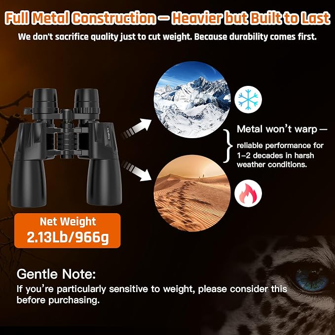 10-30x50 Zoom Binoculars for Adults, High Powered Military Binoculars for Bird - Image 2