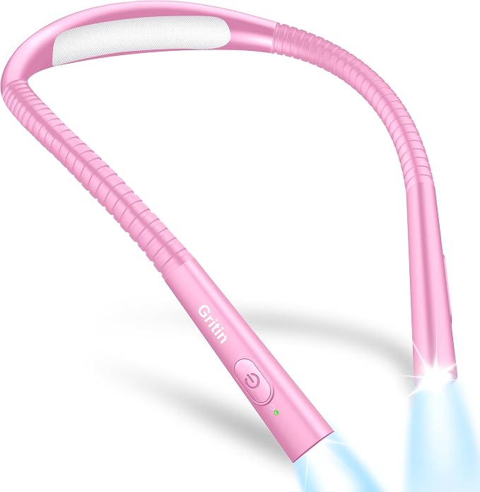 Gritin Book Light, Eye Caring 4-Color & 5-Brightness Neck Light Reading Light- by Gritin