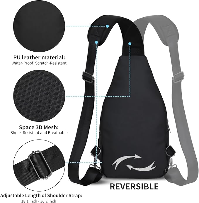 AMJ Crossbody Sling Bag Men Women, Casual Shoulder Backpack, Chest Daypack - Image 4