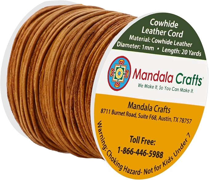 Mandala Crafts Round Cowhide Genuine Rust Leather Cord by MandalaCrafts