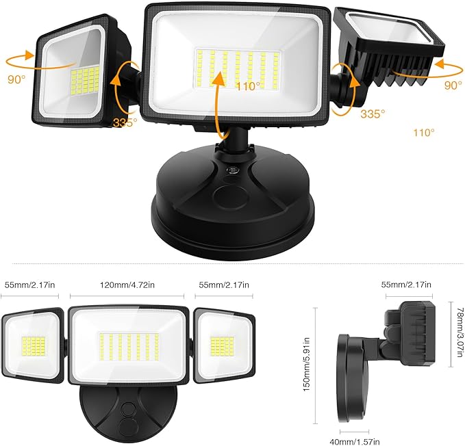 Onforu 3 Packs 75W Flood Lights Outdoor, 7000LM Brightness Security Lights - Image 9